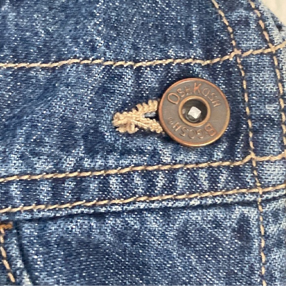 Oshkosh B’Gosh Vestbak Toddler Size 3T Blue Denim Overall Shorts Adj Strip - Picture 11 of 15